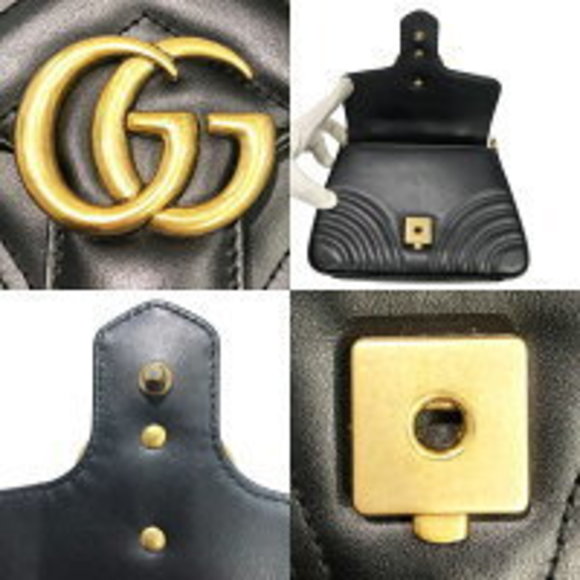 GUCCI DTDIT GG Marmont Mini Top Handle Bag Shoulder Black SA - Picture 7 of 9